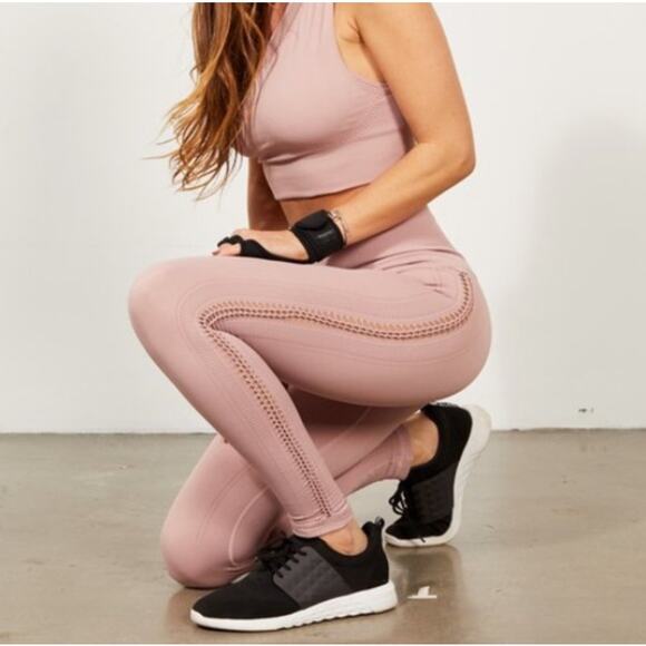 A For Avocado Women's Soft Rose Pink Textured Braided High Waist Air Leggings XS - Picture 1 of 12